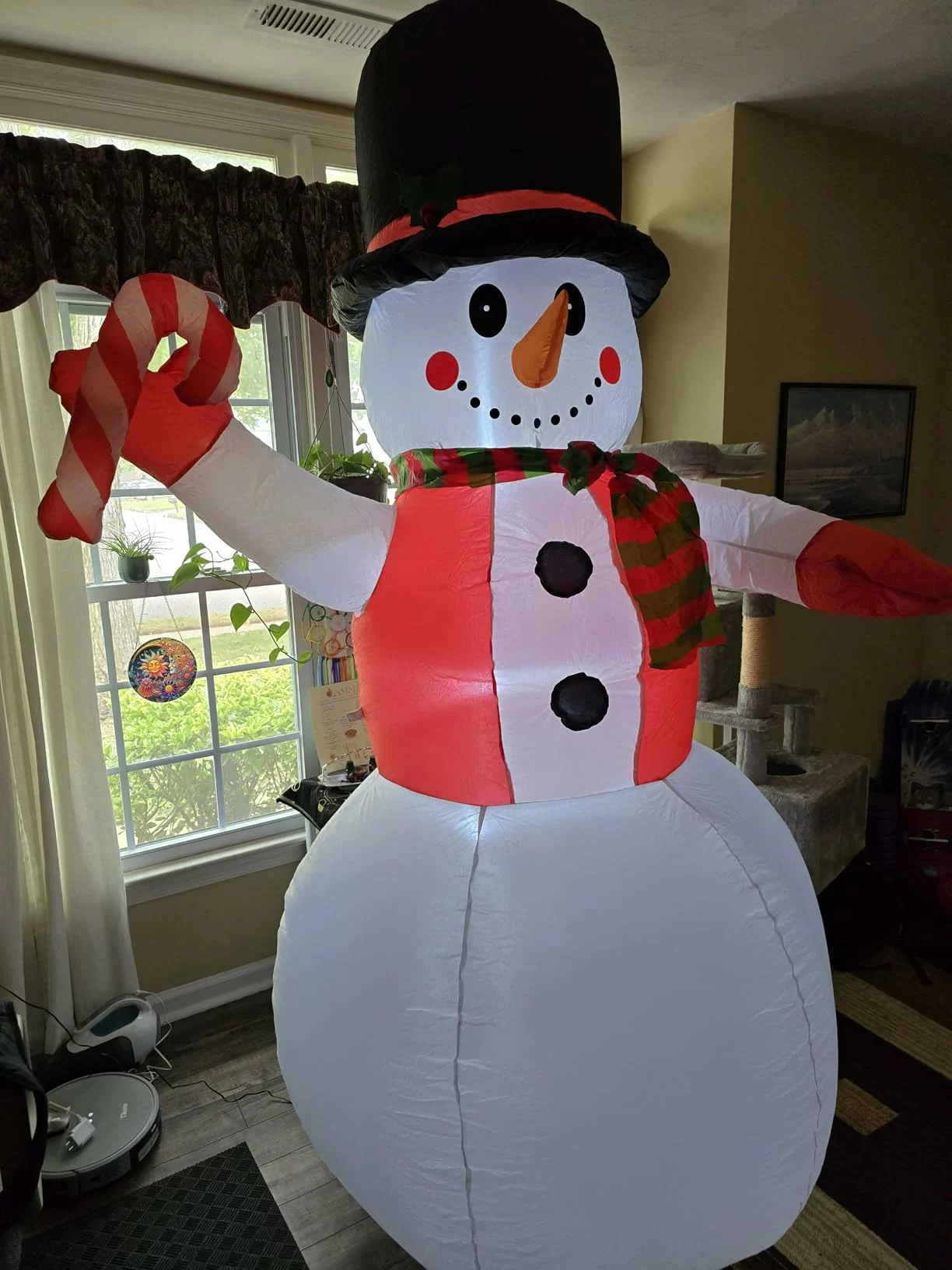 Click to view full screen 8FT Christmas Inflatable Snowman Outdoor Decoration, Giant Blow Up Yard Decor with LED Lights, Waterproof for Lawn & Garden photo review