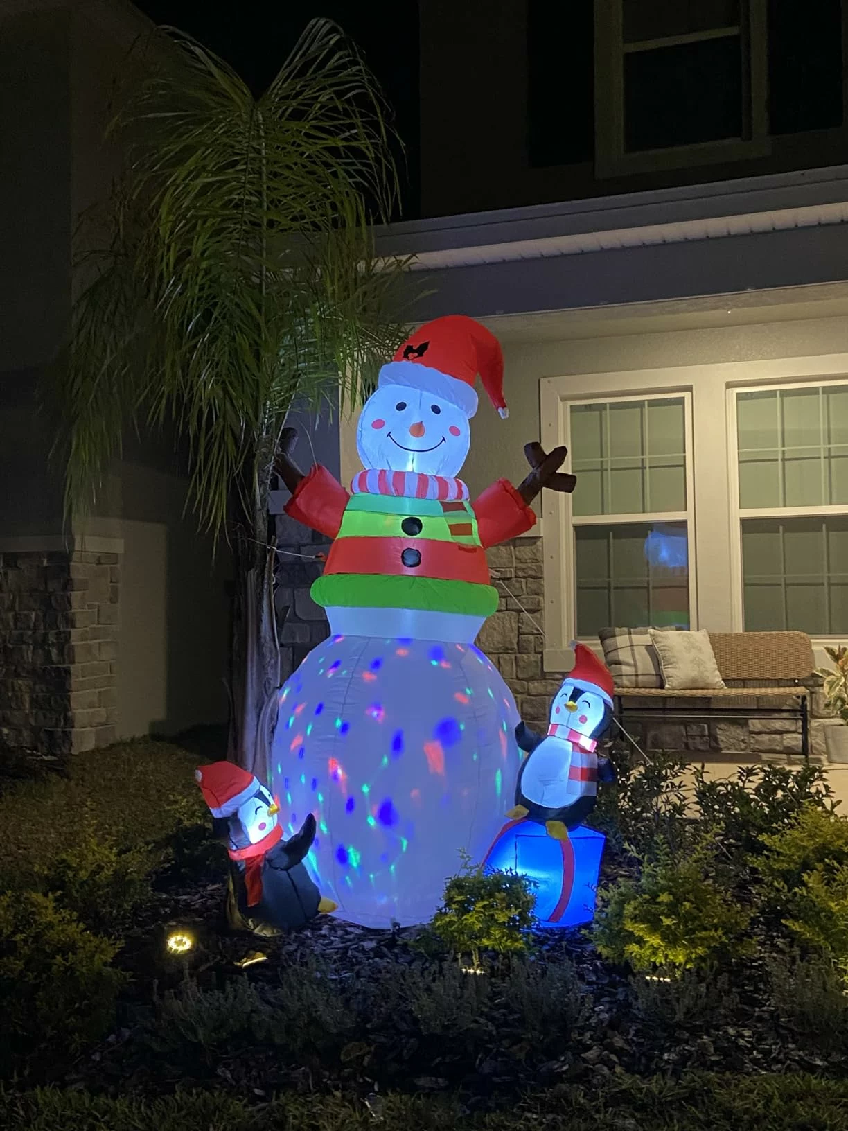 8FT Christmas Inflatable Ugly Sweater Snowman – Rotating LED Blow Up Outdoor Yard Decoration for Lawn, Garden & Indoor Holiday Display photo review