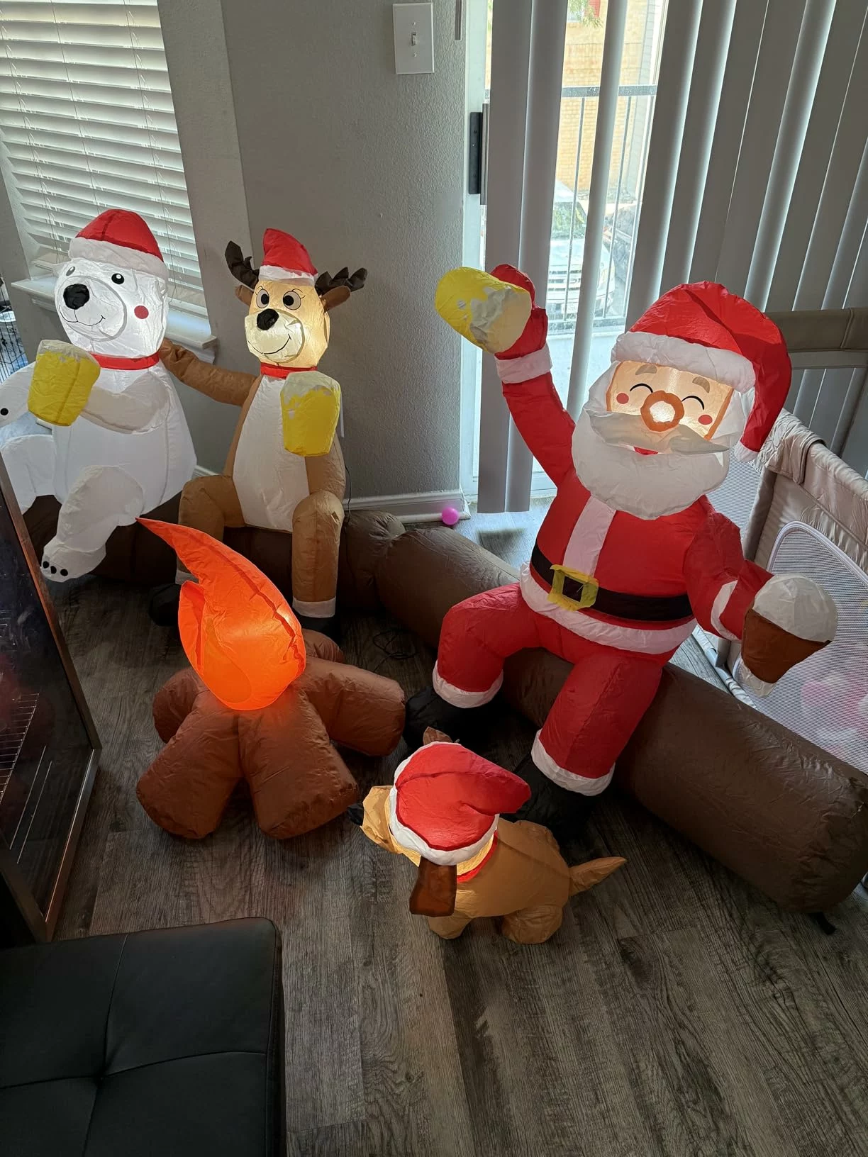 Click to view full screen Alupssuc 8FT Inflatable Santa Claus, Bear & Deer Outdoor Decoration – LED Blow Up Christmas Yard Decor for Garden, Lawn & Holiday USA photo review
