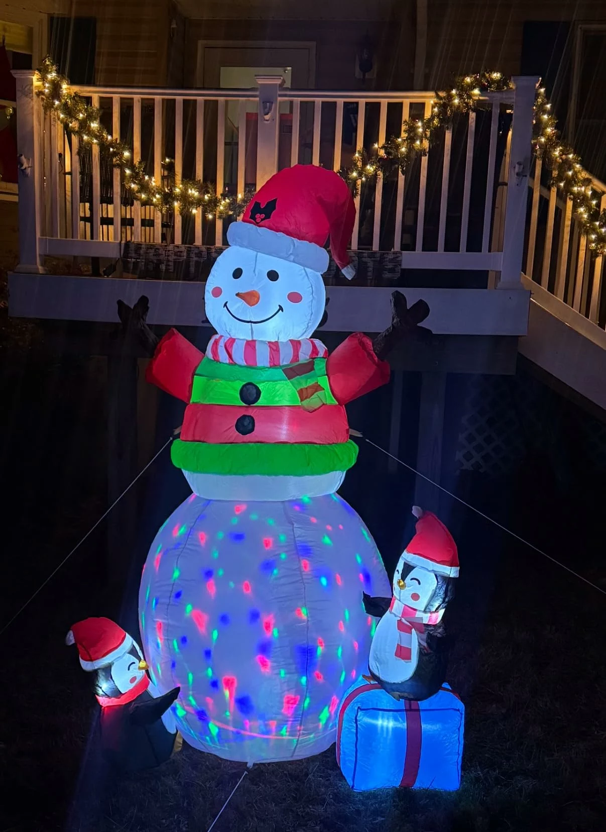 8FT Christmas Inflatable Ugly Sweater Snowman – Rotating LED Blow Up Outdoor Yard Decoration for Lawn, Garden & Indoor Holiday Display photo review