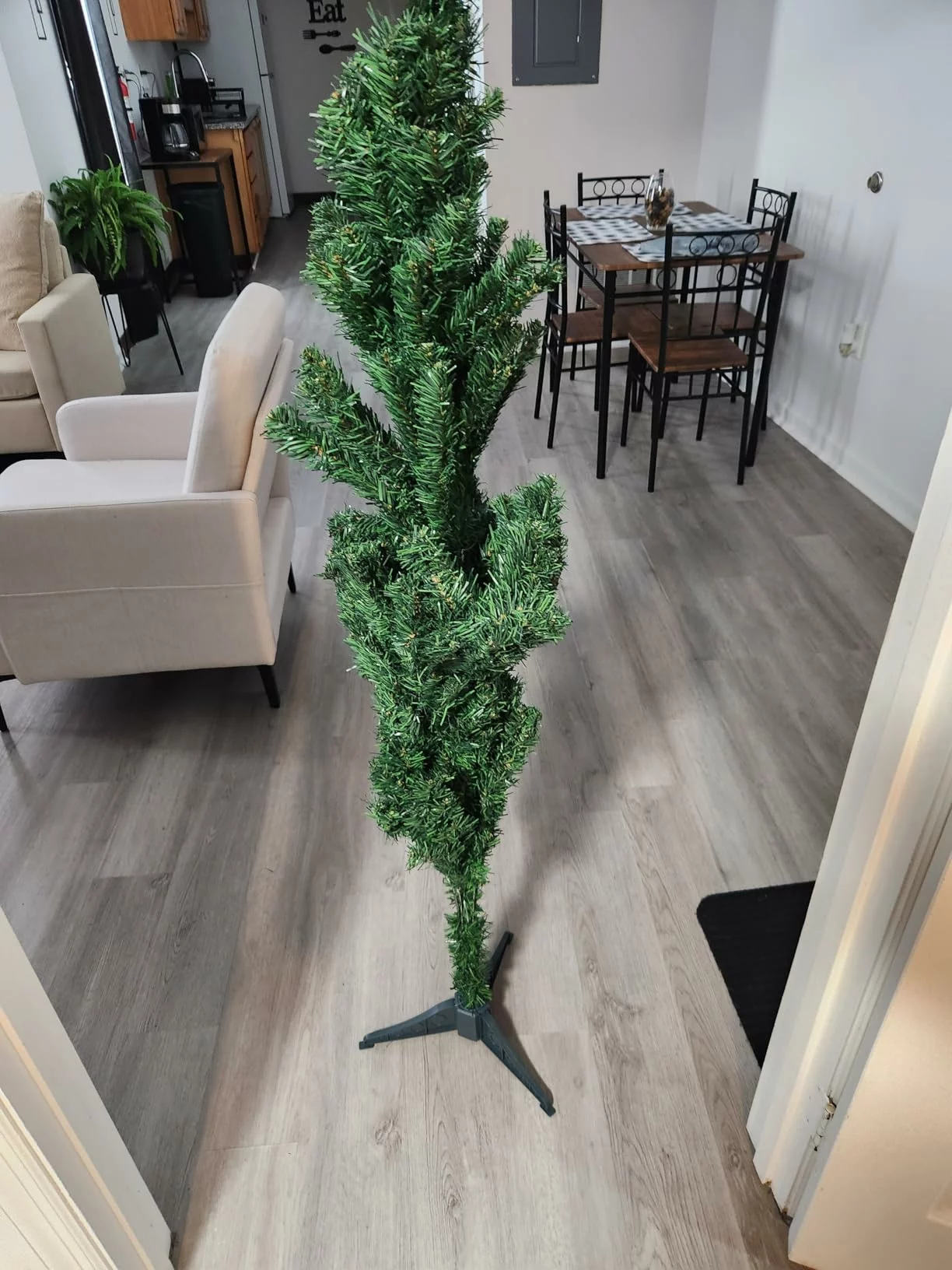 Click to view full screen Nearly Natural 4-ft. Northern Tip Pine Pre-Lit Artificial Christmas Tree – 100 Clear LED Lights, 250 Tips, Indoor Use photo review