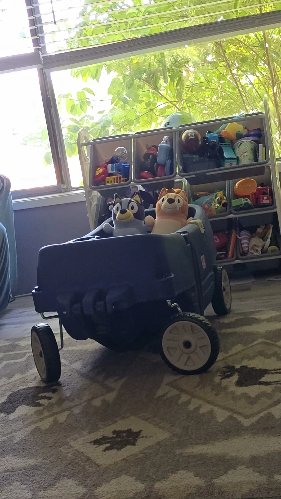 Step2 Wagon for Two Plus – Durable Kids Ride On Toy with Seat Belts, Storage & Handle, Stroller Alternative, Denim Blue photo review