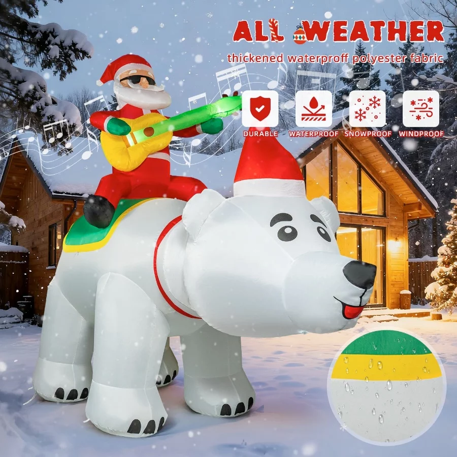 7FT Christmas Inflatable Santa Claus Riding Bear with Shaking Head and LED Lights,Christmas Blow up - 04 7FT Christmas Inflatable Santa Claus Riding Bear with Shaking Head and LED LightsChristmas Blow up 04