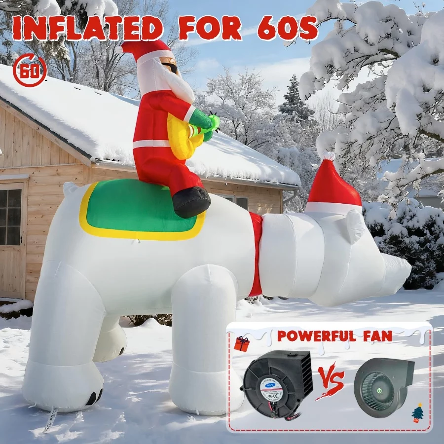 7FT Christmas Inflatable Santa Claus Riding Bear with Shaking Head and LED Lights,Christmas Blow up - 06 7FT Christmas Inflatable Santa Claus Riding Bear with Shaking Head and LED LightsChristmas Blow up 06