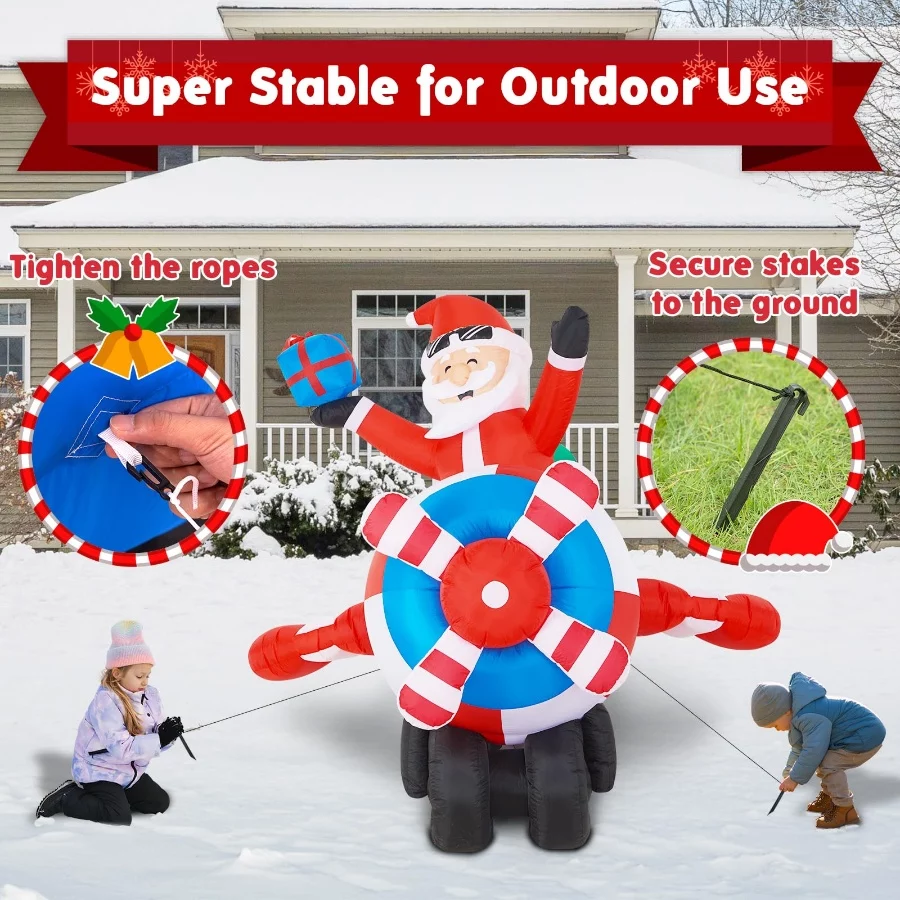 8.46FT Airplane Christmas Inflatable Outdoor Decoration-Lighted Santa Claus on Animated Helicopter w - 07 8.46FT Airplane Christmas Inflatable Outdoor Decoration Lighted Santa Claus on Animated Helicopter w 07