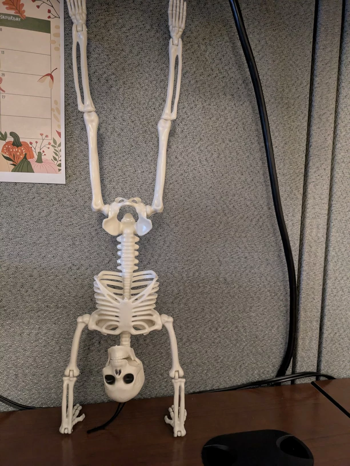 Click to view full screen 5.4FT Full Size Halloween Skeleton Decoration, Posable with Light Up Eyes & Scary Sound for Haunted House Décor photo review