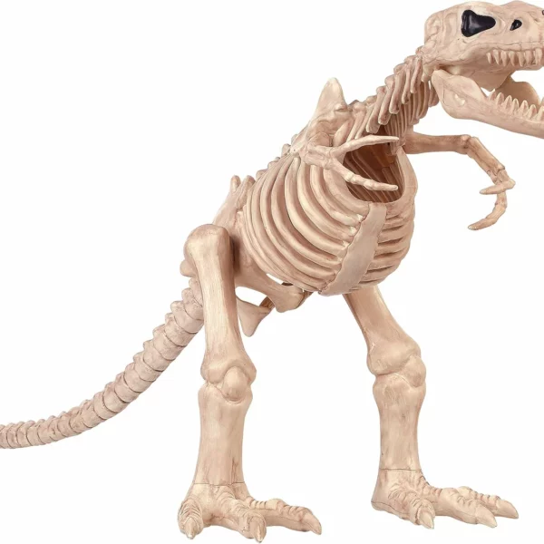 16" T-Rex Skeleton Halloween Decoration, Prelit Dinosaur Skeleton Plastic for Spooky Indoor Outdoor Party Décor