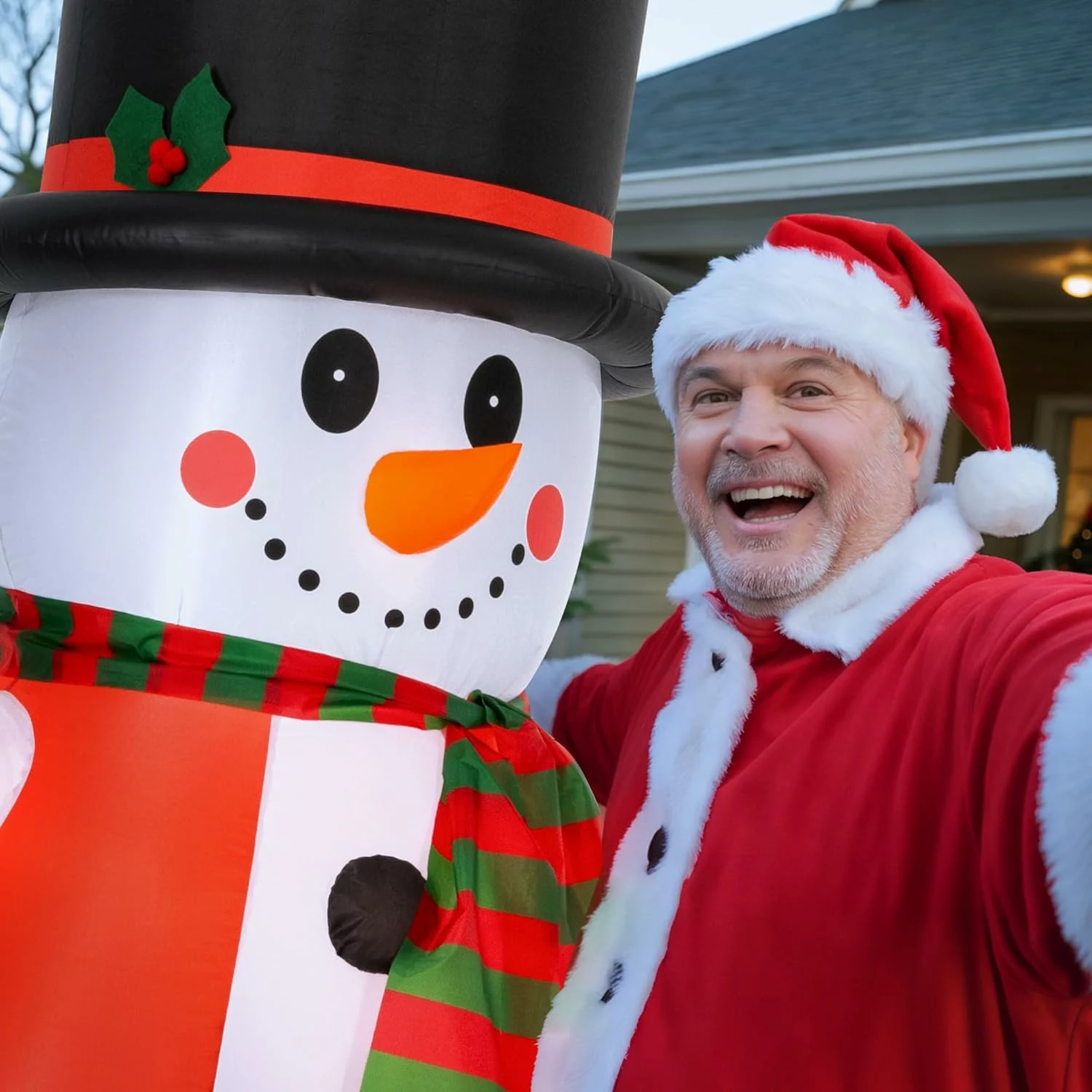 8FT Christmas Inflatable Snowman Outdoor Decoration, Giant Blow Up Yard Decor with LED Lights, Waterproof for Lawn & Garden (6) 8FT Christmas Inflatable Snowman Outdoor Decoration Giant Blow Up Yard Decor with LED Lights Waterproof for Lawn Garden 6