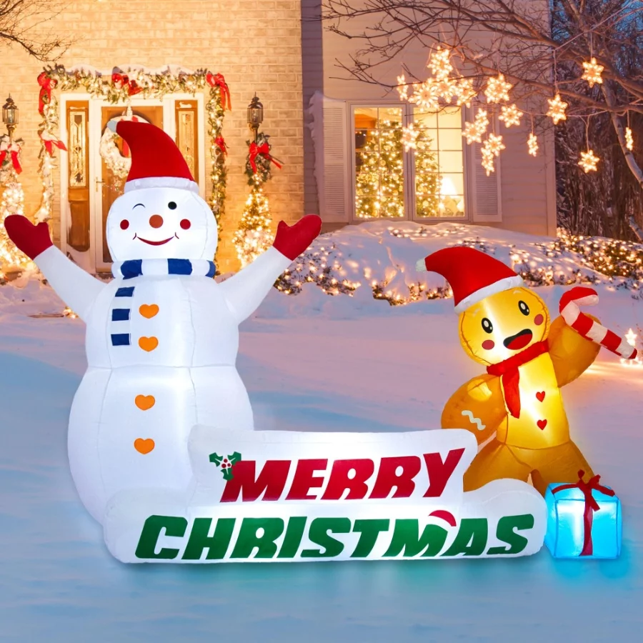 8FT Christmas Inflatables Snowman Outdoor Decorations Gingerbread Man Inflatable with LED Lights Chr - 08 8FT Christmas Inflatables Snowman Outdoor Decorations Gingerbread Man Inflatable with LED Lights Chr 08