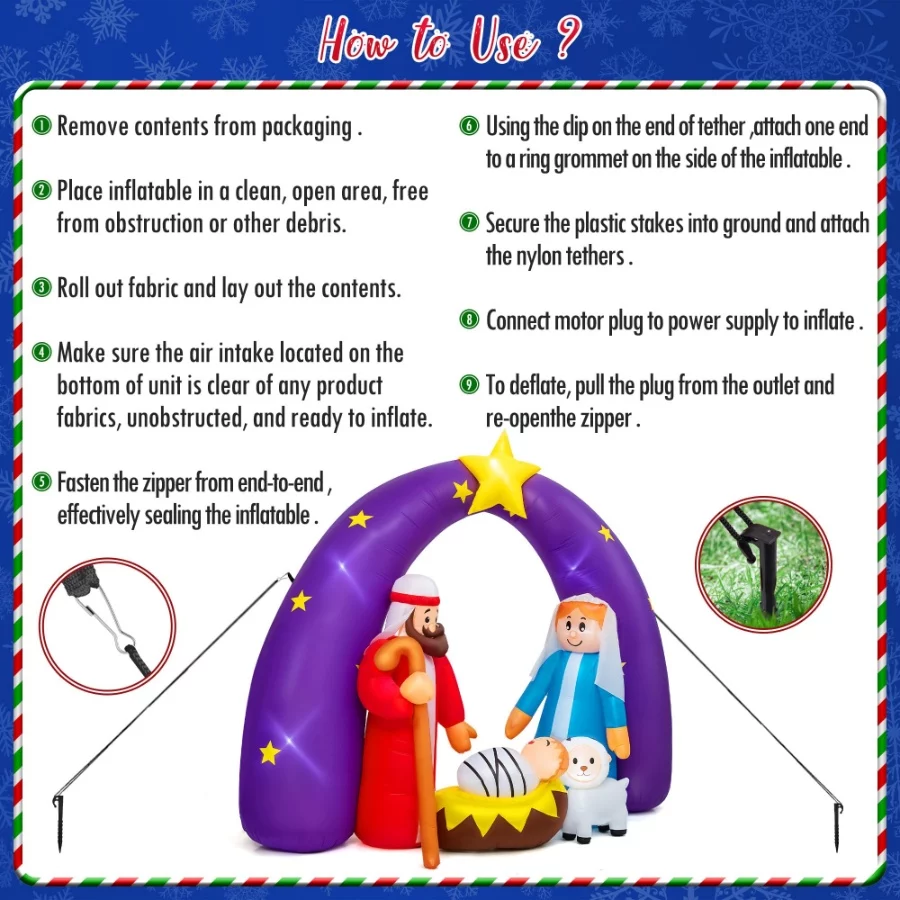 8FT FUN LITTLE TOYS 2024 Nativity Scene Christmas Inflatable with LED Lights for Outdoor Yard Decora - 02 8FT FUN LITTLE TOYS 2024 Nativity Scene Christmas Inflatable with LED Lights for Outdoor Yard Decora 02