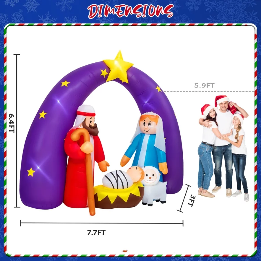 8FT FUN LITTLE TOYS 2024 Nativity Scene Christmas Inflatable with LED Lights for Outdoor Yard Decora - 03 8FT FUN LITTLE TOYS 2024 Nativity Scene Christmas Inflatable with LED Lights for Outdoor Yard Decora 03