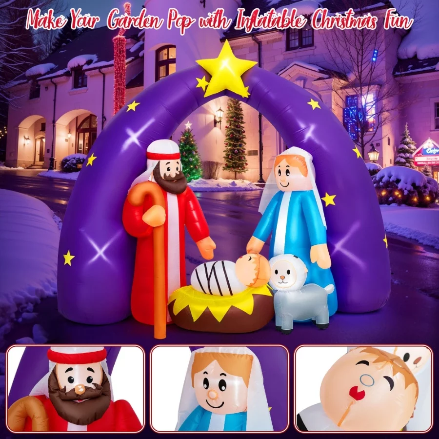 8FT FUN LITTLE TOYS 2024 Nativity Scene Christmas Inflatable with LED Lights for Outdoor Yard Decora - 05 8FT FUN LITTLE TOYS 2024 Nativity Scene Christmas Inflatable with LED Lights for Outdoor Yard Decora 05