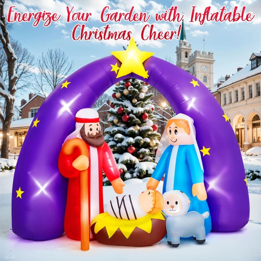 8FT FUN LITTLE TOYS 2024 Nativity Scene Christmas Inflatable with LED Lights for Outdoor Yard Decora - 06 8FT FUN LITTLE TOYS 2024 Nativity Scene Christmas Inflatable with LED Lights for Outdoor Yard Decora 06