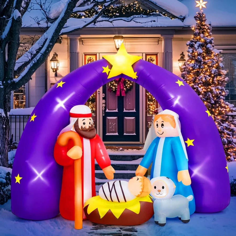 8FT FUN LITTLE TOYS 2024 Nativity Scene Christmas Inflatable with LED Lights for Outdoor Yard Decora - 07 8FT FUN LITTLE TOYS 2024 Nativity Scene Christmas Inflatable with LED Lights for Outdoor Yard Decora 07