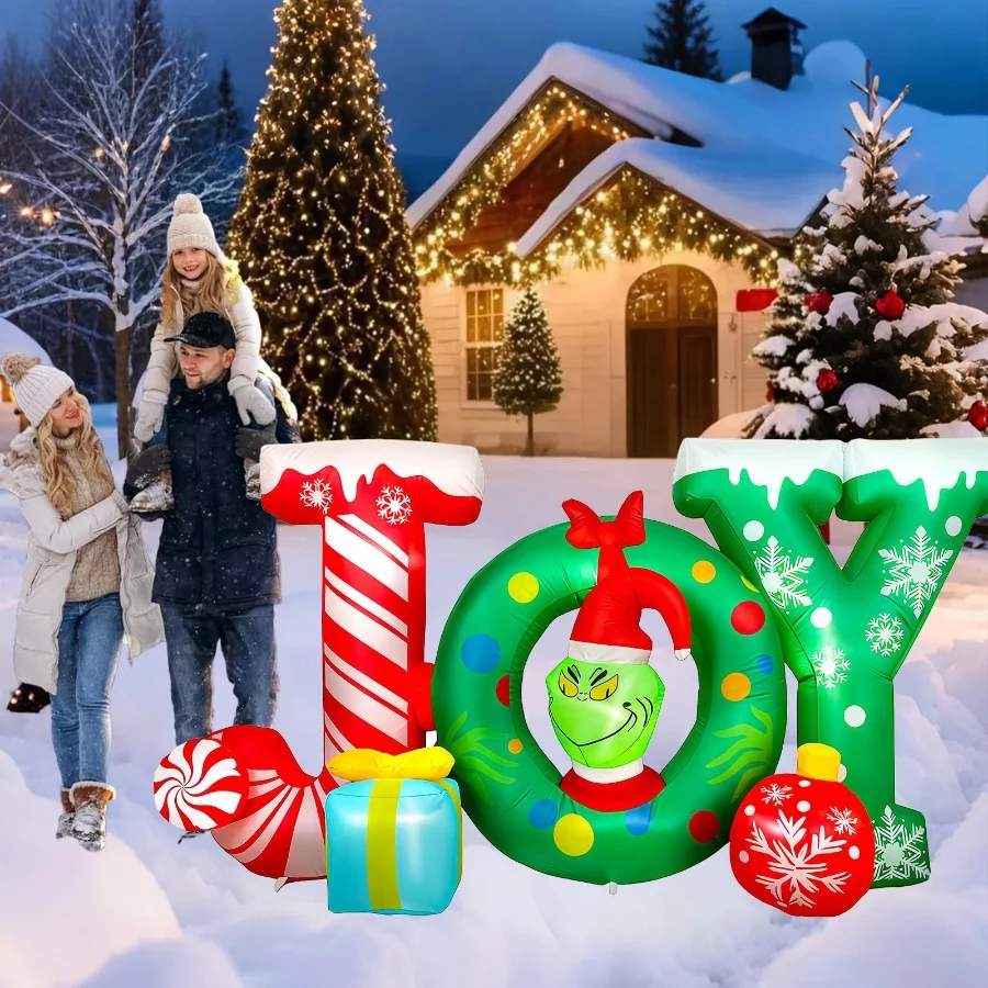 8FT Joy Christmas Inflatable Outdoor Decoration with Green Monster and Gift Boxes, Blow Up Yard Deco - 06 8FT Joy Christmas Inflatable Outdoor Decoration with Green Monster and Gift Boxes Blow Up Yard Deco 06