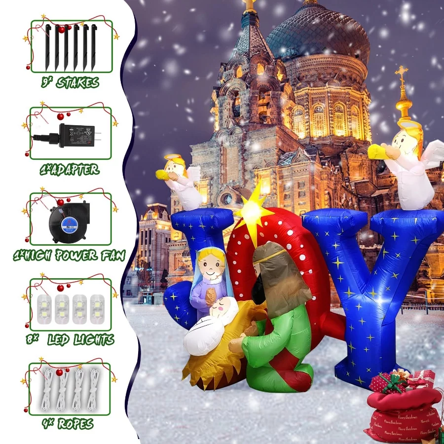 9.1FT Christmas Inflatables Joy Nativity Scene with Angels,Gaint Outdoor Inflatable Jesus Religious - 02 9.1FT Christmas Inflatables Joy Nativity Scene with AngelsGaint Outdoor Inflatable Jesus Religious 02