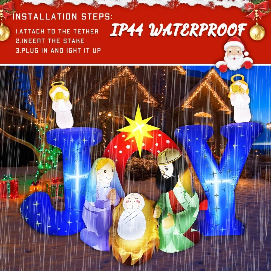 9.1FT Christmas Inflatables Joy Nativity Scene with Angels,Gaint Outdoor Inflatable Jesus Religious - 03 9.1FT Christmas Inflatables Joy Nativity Scene with AngelsGaint Outdoor Inflatable Jesus Religious 03