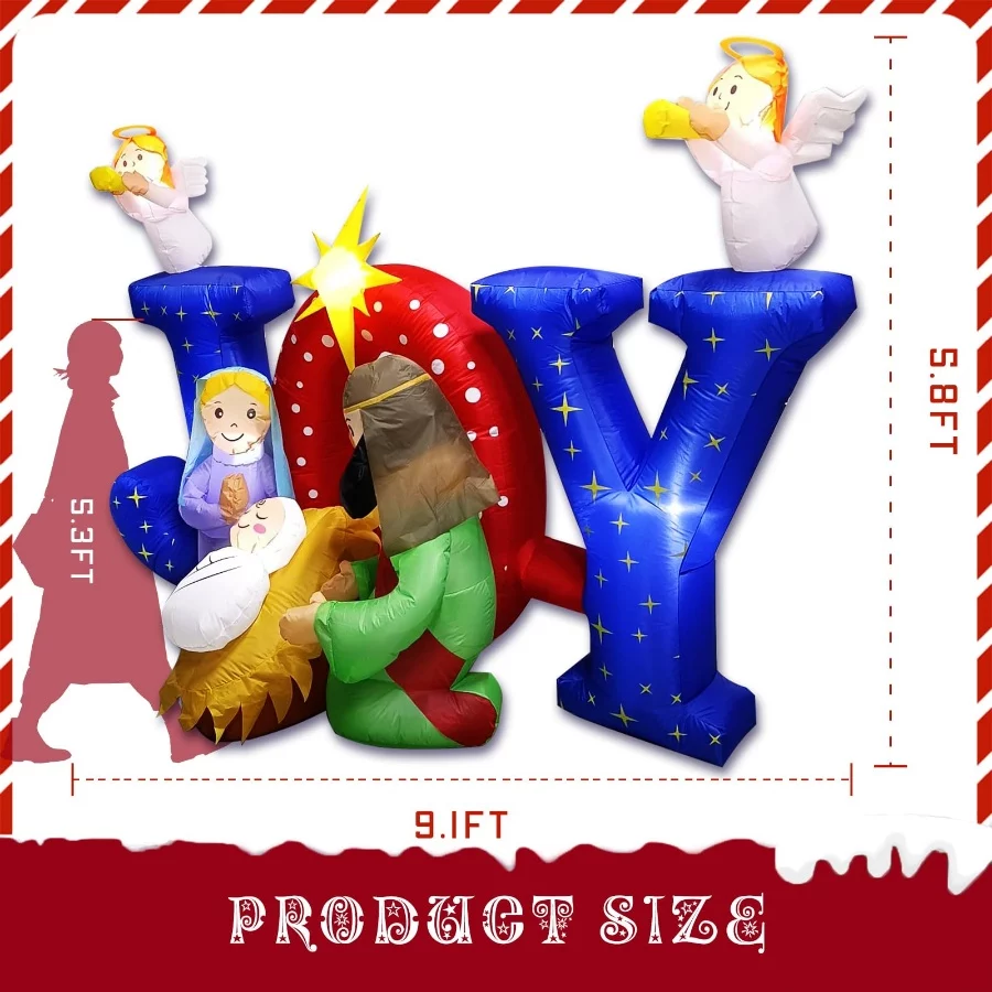 9.1FT Christmas Inflatables Joy Nativity Scene with Angels,Gaint Outdoor Inflatable Jesus Religious - 05 9.1FT Christmas Inflatables Joy Nativity Scene with AngelsGaint Outdoor Inflatable Jesus Religious 05