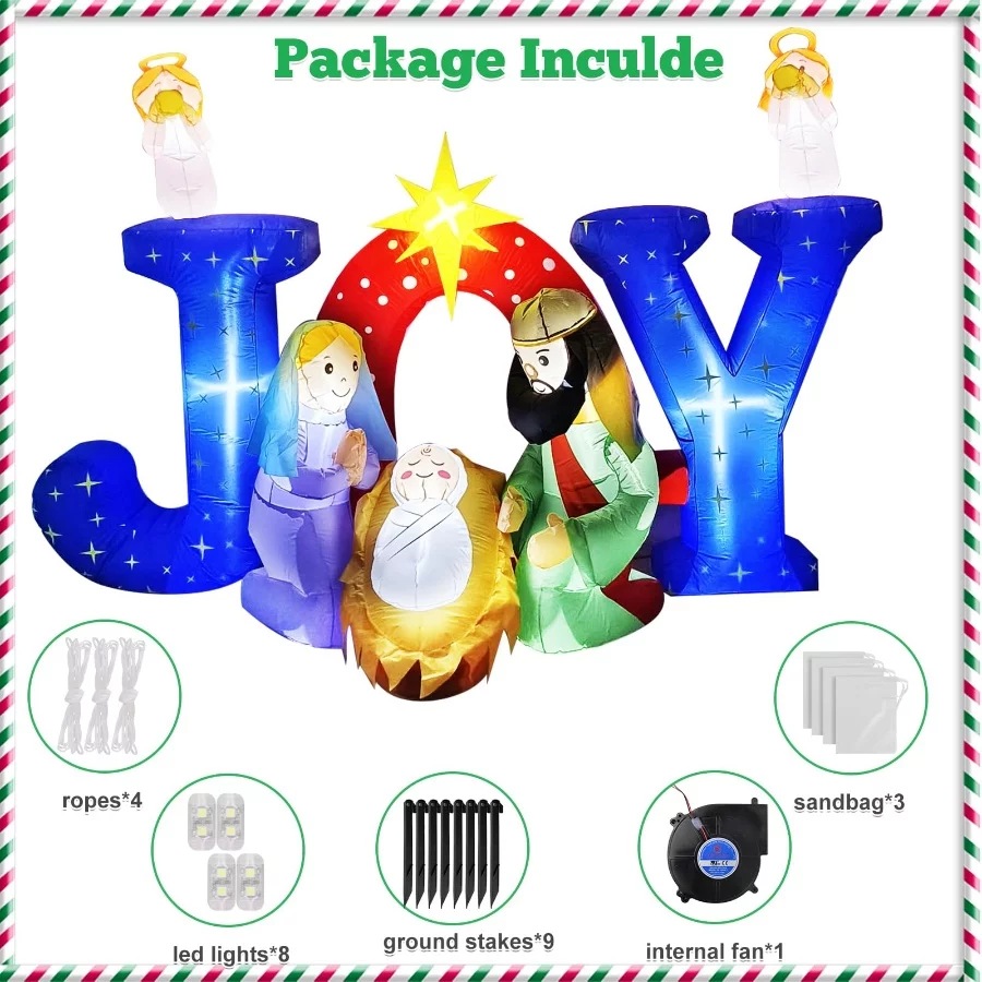 9.5FT Christmas Inflatables Nativity Scene with Angels Outdoor Decorations, Xmas Blow up Joy Easter - 02 9.5FT Christmas Inflatables Nativity Scene with Angels Outdoor Decorations Xmas Blow up Joy Easter 02
