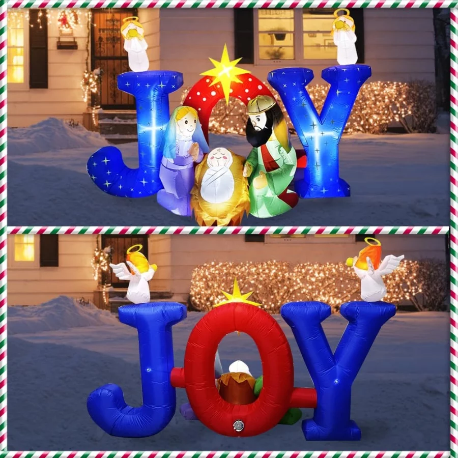9.5FT Christmas Inflatables Nativity Scene with Angels Outdoor Decorations, Xmas Blow up Joy Easter - 05 9.5FT Christmas Inflatables Nativity Scene with Angels Outdoor Decorations Xmas Blow up Joy Easter 05