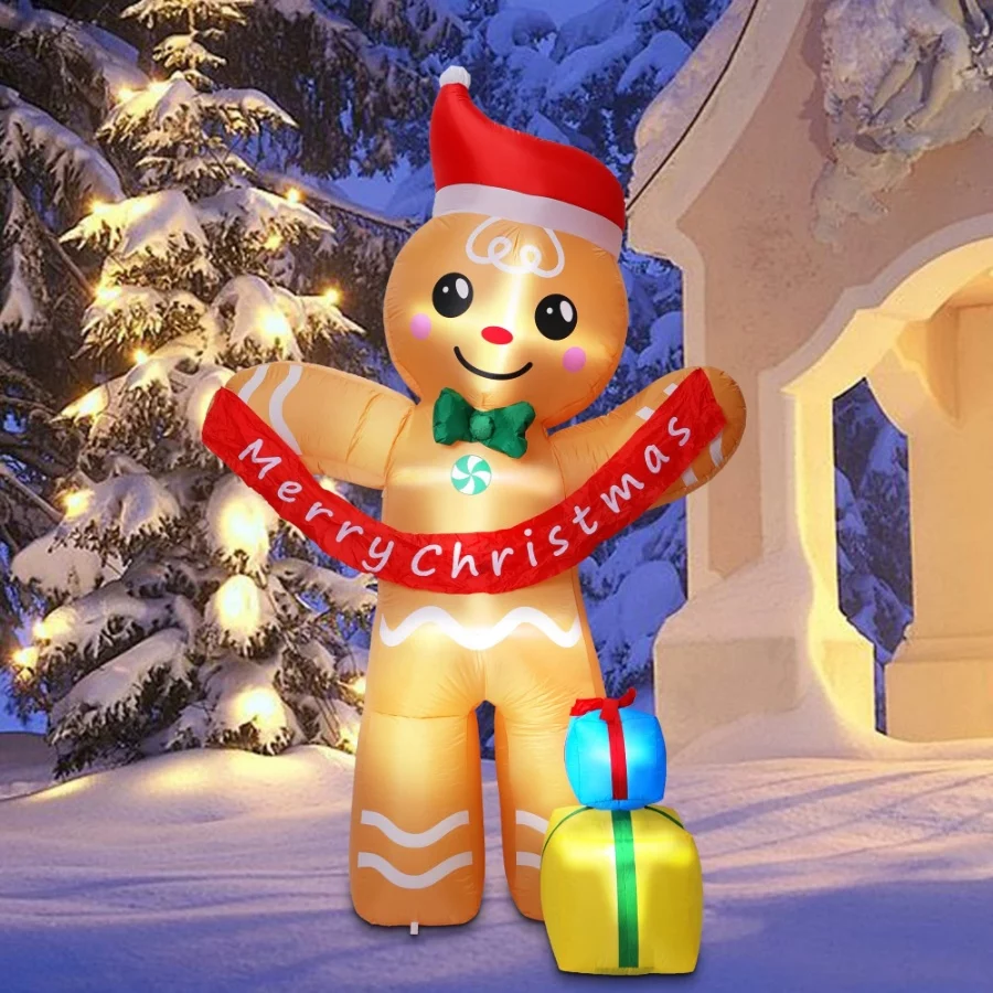 Aesto 8.4 FT Christmas Inflatables Gingerbread Man with Gift Boxes, LED Inflatable Decoration for Ou - 06 Aesto 8.4 FT Christmas Inflatables Gingerbread Man with Gift Boxes LED Inflatable Decoration for Ou 06