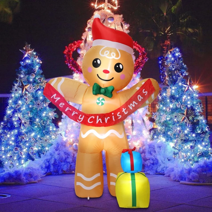 Aesto 8.4 FT Christmas Inflatables Gingerbread Man with Gift Boxes, LED Inflatable Decoration for Ou - 07 Aesto 8.4 FT Christmas Inflatables Gingerbread Man with Gift Boxes LED Inflatable Decoration for Ou 07