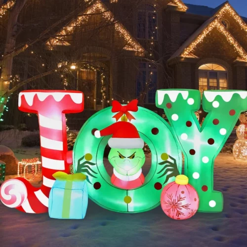 Alupssuc 8FT Christmas Inflatable Outdoor Decoration with Built in LEDs Lights Blow Up Santa Claus 02