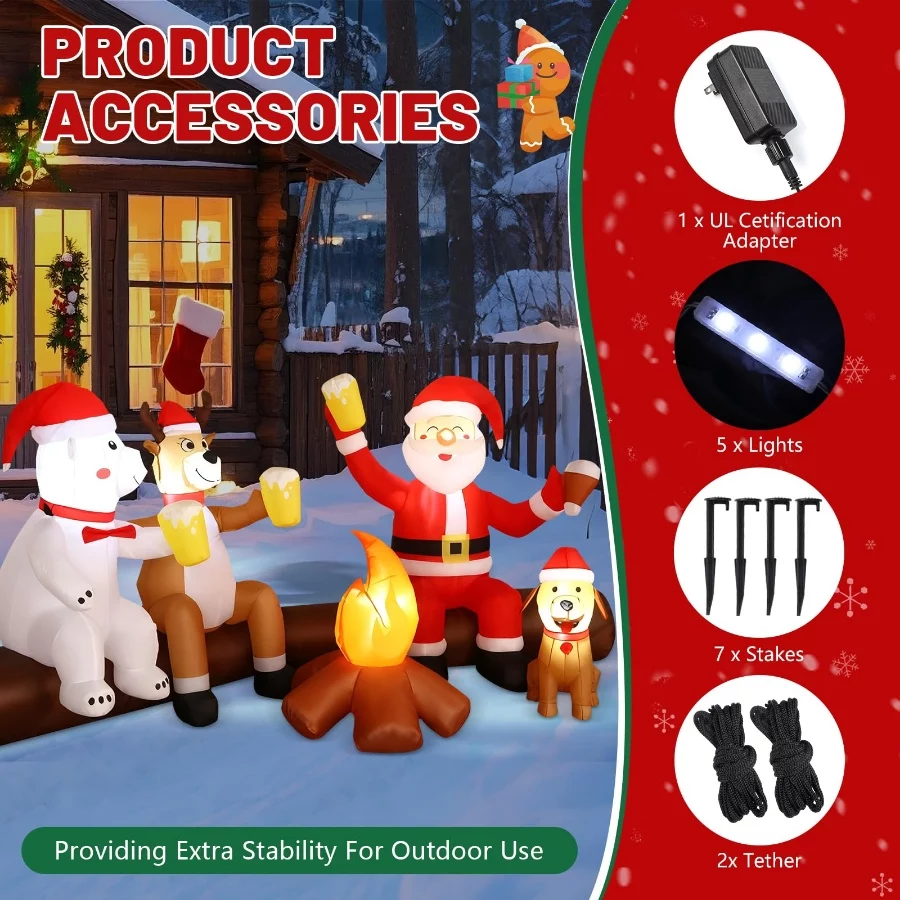 Alupssuc 8FT Christmas Inflatable Outdoor Decoration with Built-in LEDs Lights, Blow-Up Santa Claus, - 04 Alupssuc 8FT Christmas Inflatable Outdoor Decoration with Built in LEDs Lights Blow Up Santa Claus 04