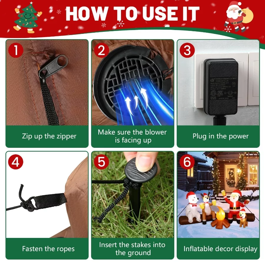 Alupssuc 8FT Christmas Inflatable Outdoor Decoration with Built-in LEDs Lights, Blow-Up Santa Claus, - 05 Alupssuc 8FT Christmas Inflatable Outdoor Decoration with Built in LEDs Lights Blow Up Santa Claus 05