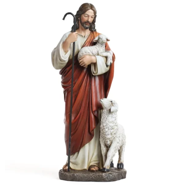 BC Catholic The Good Shepherd, 11.8" H Christ Figure, Beautifully Hand Painted Renaissance Sculpture, Ideal Religious Gift And Home Decor