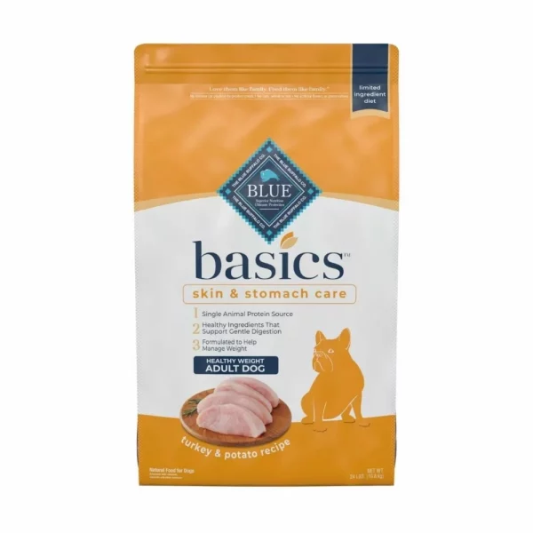 Basics Healthy Weight Adult Dry Dog Food – Turkey and Potato Recipe for Skin and Stomach Care and Gentle Digestion