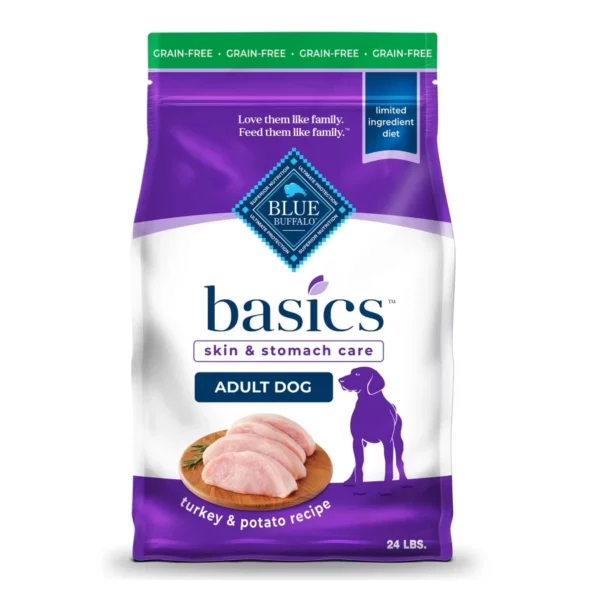 Basics Skin and Stomach Care Adult Dry Dog Food – Grain Free Turkey and Potato Recipe for Gentle Digestion and Healthy Coat