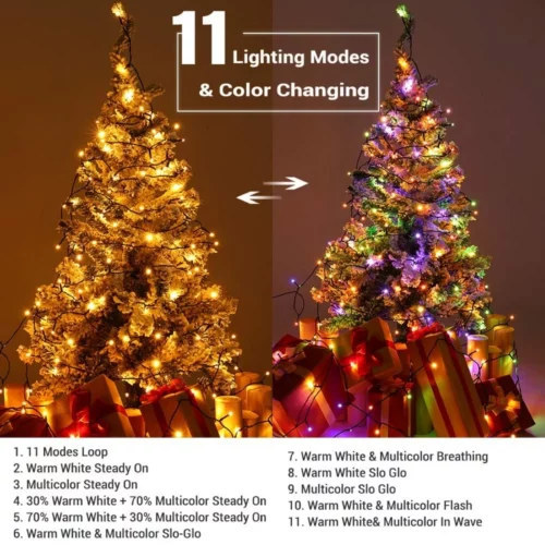 BrizLabs Color Changing Christmas Lights 262ft 800 LED Christmas String Lights with 11 Modes Warm 03