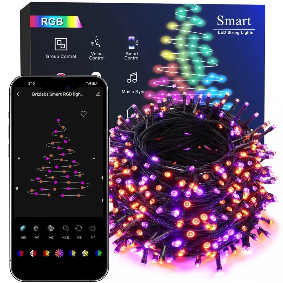 Brizled Color Changing Halloween Lights, 66ft 200 LED RGB Christmas Lights Music Sync, 120+ Modes Re - 02 Brizled Color Changing Halloween Lights 66ft 200 LED RGB Christmas Lights Music Sync 120 Modes Re 02