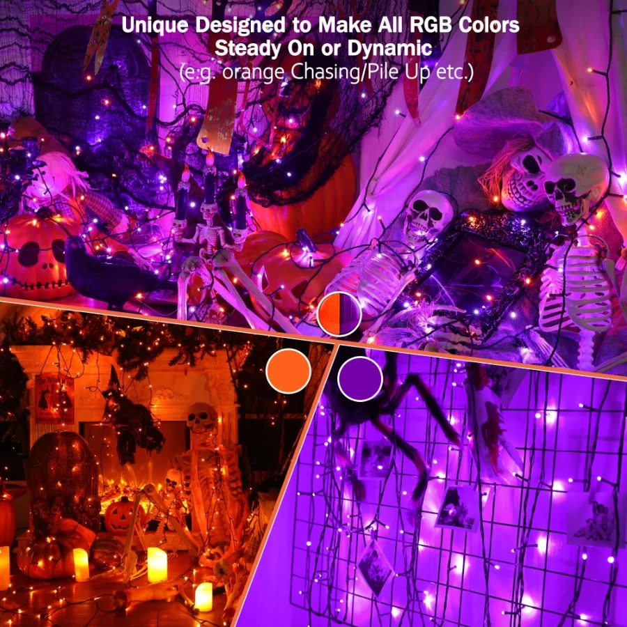 Brizled Color Changing Halloween Lights, 66ft 200 LED RGB Christmas Lights Music Sync, 120+ Modes Re - 03 Brizled Color Changing Halloween Lights 66ft 200 LED RGB Christmas Lights Music Sync 120 Modes Re 03