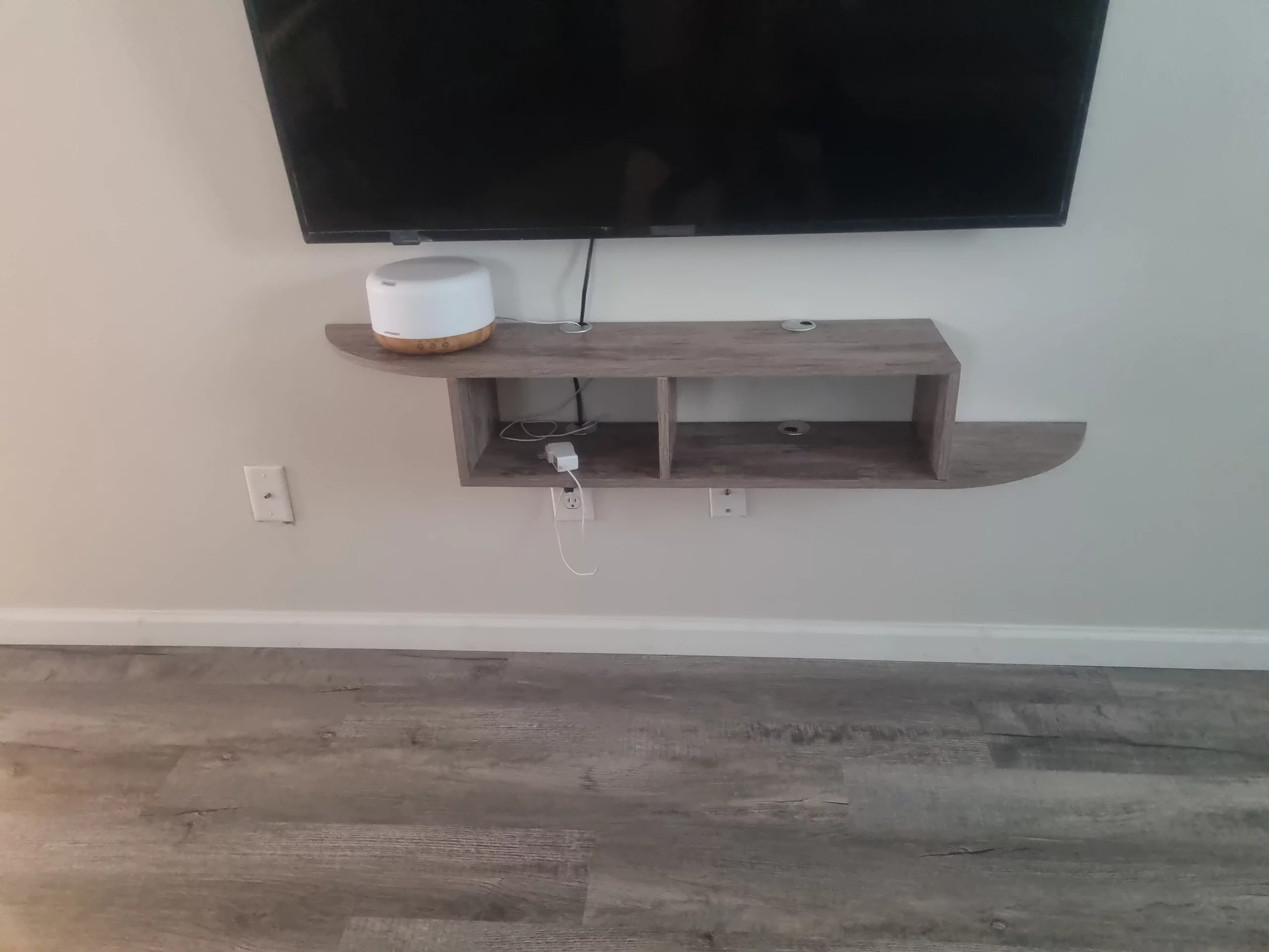 Click to view full screen Floating TV Stand Wall Mounted Entertainment Center, Media Console Cabinet Shelf with Storage for Living Room Bedroom ( Grey) photo review
