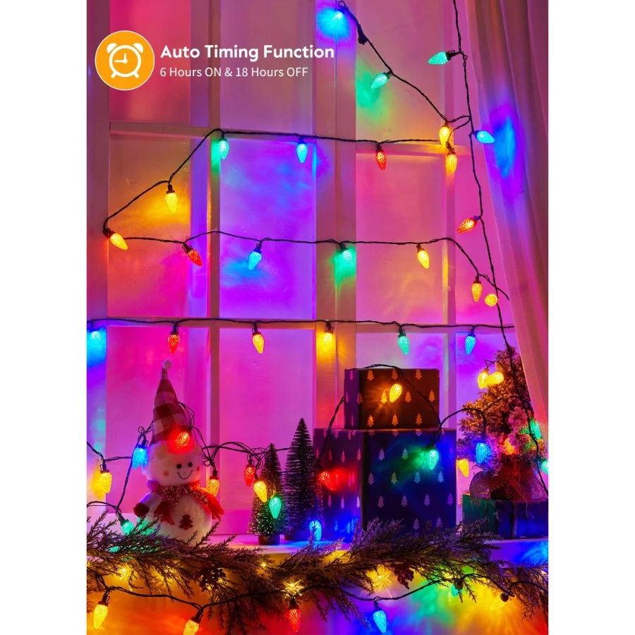 C9 Christmas Lights Outdoor, 114 Feet 150 LED C9 String Lights with Timer & 8 Light Modes, Waterproo - 04 C9 Christmas Lights Outdoor 114 Feet 150 LED C9 String Lights with Timer 8 Light Modes Waterproo 04