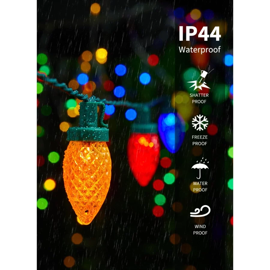 C9 Christmas Lights Outdoor, 114 Feet 150 LED C9 String Lights with Timer & 8 Light Modes, Waterproo - 05 C9 Christmas Lights Outdoor 114 Feet 150 LED C9 String Lights with Timer 8 Light Modes Waterproo 05