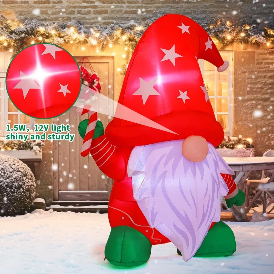 COMIN 4FT Tall Christmas Inflatables Outdoor Decorations, Xmas Blow Up Gnomes Wearing Red Hat with B - 03 COMIN 4FT Tall Christmas Inflatables Outdoor Decorations Xmas Blow Up Gnomes Wearing Red Hat with B 03