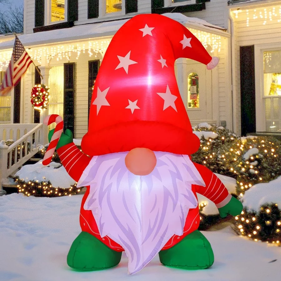 COMIN 4FT Tall Christmas Inflatables Outdoor Decorations, Xmas Blow Up Gnomes Wearing Red Hat with B - 07 COMIN 4FT Tall Christmas Inflatables Outdoor Decorations Xmas Blow Up Gnomes Wearing Red Hat with B 07