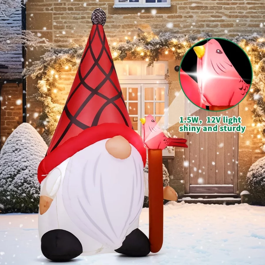 COMIN 5 FT Tall Christmas Inflatables Outdoor Decorations Blow Up Xmas Little Red Bird and Gnomes wi - 04 COMIN 5 FT Tall Christmas Inflatables Outdoor Decorations Blow Up Xmas Little Red Bird and Gnomes wi 04