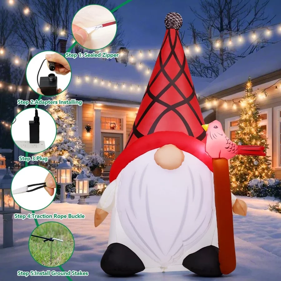 COMIN 5 FT Tall Christmas Inflatables Outdoor Decorations Blow Up Xmas Little Red Bird and Gnomes wi - 05 COMIN 5 FT Tall Christmas Inflatables Outdoor Decorations Blow Up Xmas Little Red Bird and Gnomes wi 05