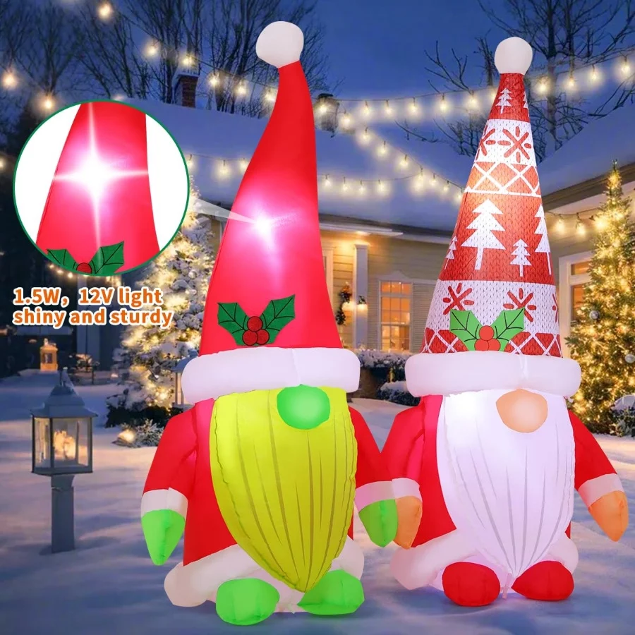 COMIN 5.2FT Christmas Inflatables Outdoor Decorations Gnome Brothers,Blow Up Gnome Inflatable Built- - 03 COMIN 5.2FT Christmas Inflatables Outdoor Decorations Gnome BrothersBlow Up Gnome Inflatable Built 03