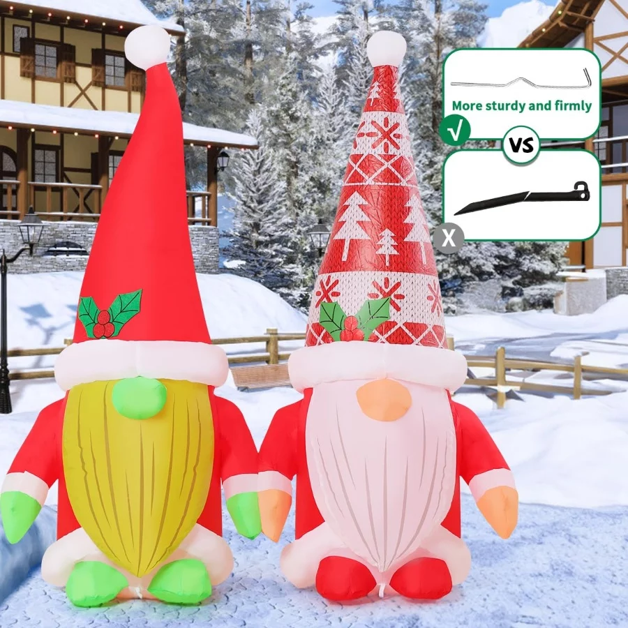 COMIN 5.2FT Christmas Inflatables Outdoor Decorations Gnome Brothers,Blow Up Gnome Inflatable Built- - 05 COMIN 5.2FT Christmas Inflatables Outdoor Decorations Gnome BrothersBlow Up Gnome Inflatable Built 05