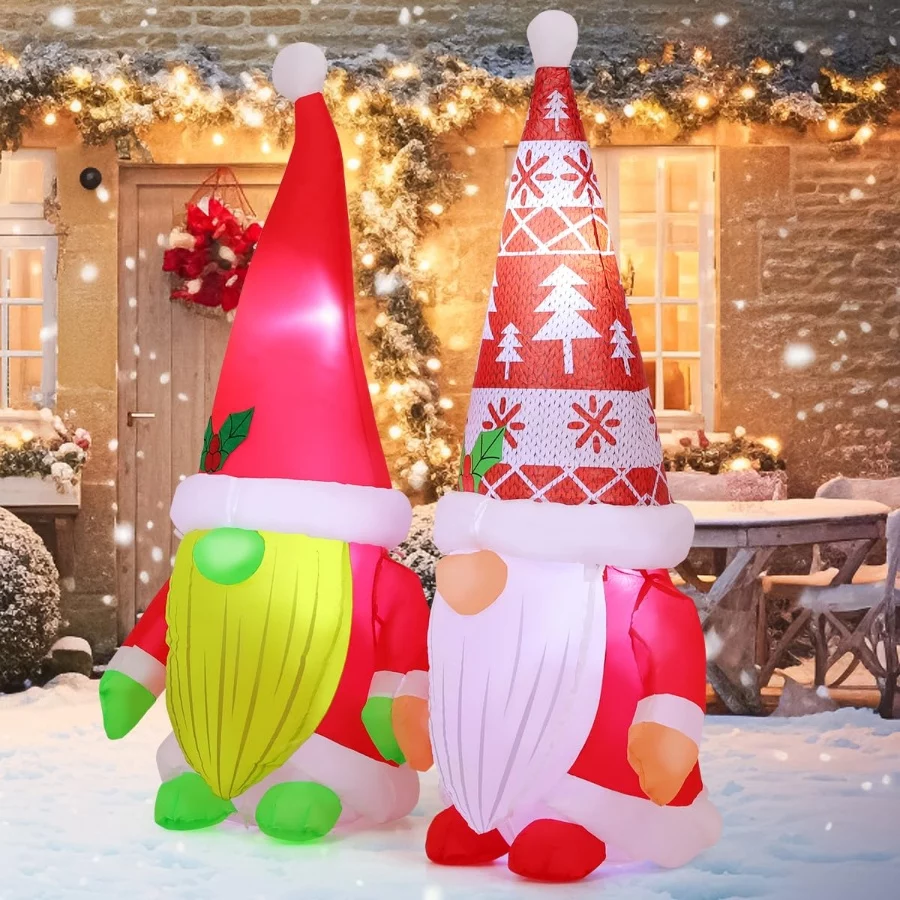 COMIN 5.2FT Christmas Inflatables Outdoor Decorations Gnome Brothers,Blow Up Gnome Inflatable Built- - 06 COMIN 5.2FT Christmas Inflatables Outdoor Decorations Gnome BrothersBlow Up Gnome Inflatable Built 06