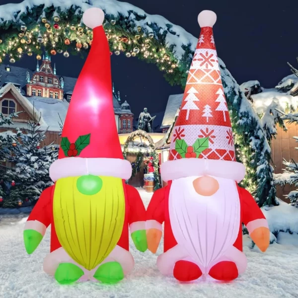 COMIN 5.2FT Christmas Inflatable Gnome Brothers with LED Lights Waterproof Blow Up Yard Decoration for Holiday Party Outdoor