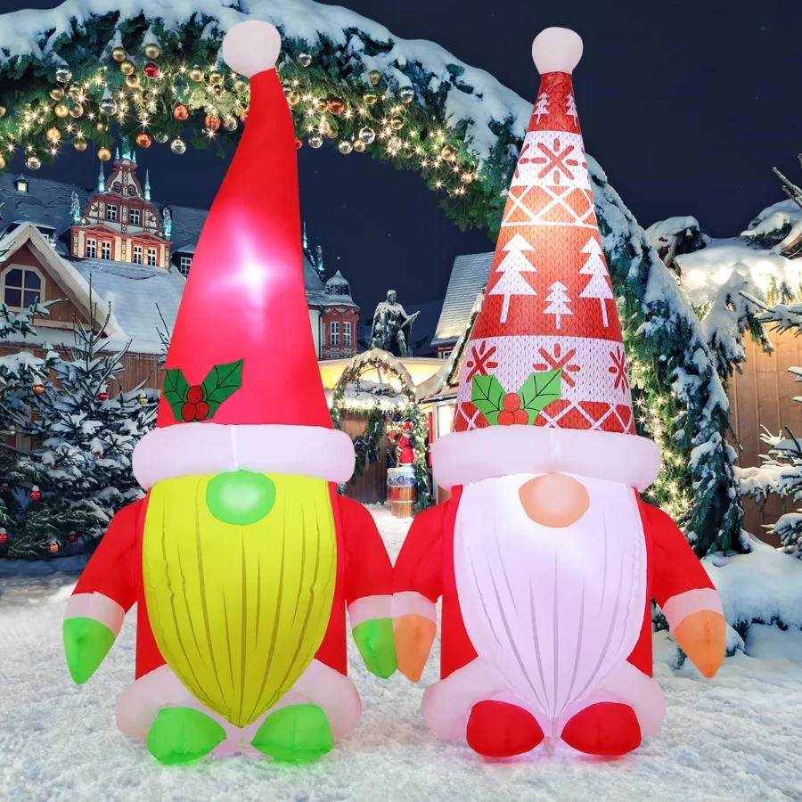 COMIN 5.2FT Christmas Inflatables Outdoor Decorations Gnome Brothers,Blow Up Gnome Inflatable Built- - 07 COMIN 5.2FT Christmas Inflatables Outdoor Decorations Gnome BrothersBlow Up Gnome Inflatable Built 07