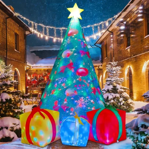 COMIN 7 FT Christmas Inflatables Tree Outdoor Decorations Blow Up Yard 3 Present Boxes with Built in 01