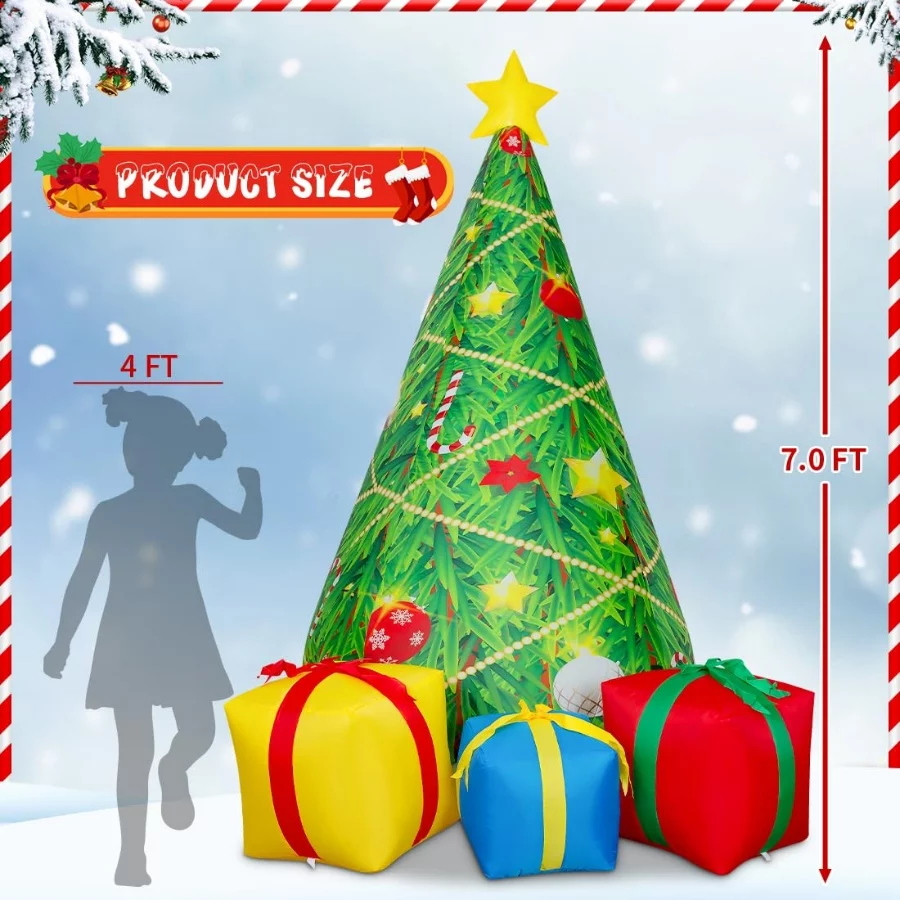 COMIN 7 FT Christmas Inflatables Tree Outdoor Decorations Blow Up Yard 3 Present Boxes with Built-in - 03 COMIN 7 FT Christmas Inflatables Tree Outdoor Decorations Blow Up Yard 3 Present Boxes with Built in 03