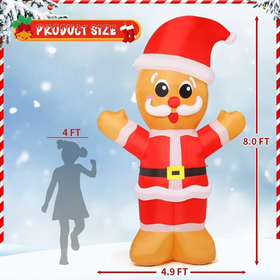 COMIN 8 FT Tall Christmas Gingerbread Inflatables Outdoor Decorations Blow Up with Built-in LEDs for - 03 COMIN 8 FT Tall Christmas Gingerbread Inflatables Outdoor Decorations Blow Up with Built in LEDs for 03